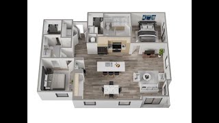 S Floor Plan (2 Bed/2 Bath)