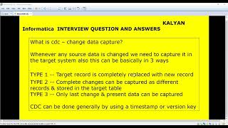 INFORMATICA POWER CENTER, INTERVIEW Q & A, CDC - Change Data Capture