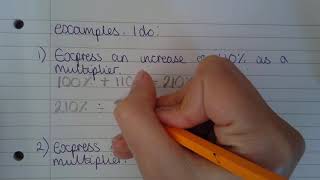 Video on how to find a multiplier for percentage increase or decrease