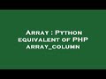 Array : Python equivalent of PHP array_column