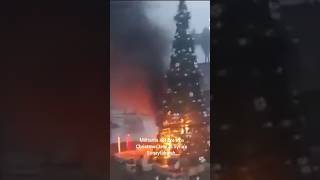 Christmas tree is on fire in Syria's Suqaylabiyah.#shorts #christmastree