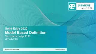 Webinar - Solid Edge 2020 Model Based Definition