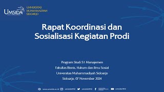 Koordinasi dan Sosialisasi Kegiatan Prodi S1 Manajemen #FBHIS @UMSIDA1912