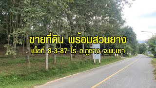 ขายที่ดิน+บ้าน 2 หลัง เนื้อที่ 8-3-87 ไร่ พร้อมสวนยาง+ทุเรียน  อ.ภูซาง จ.พะเยา