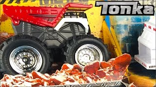 TONKA TRUCKS COLLECTION! MONSTER METAL FLAME DESTROYER GARBAGE CRUSHER  RECYCLING TRUCK  DIE - CAST