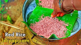 Red rice Idiyappam Recipe in Tamil |  village foods | Kootan Soru