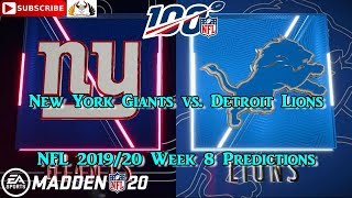 New York Giants vs. Detroit Lions | NFL 2019-20 Week 8 | Predictions Madden NFL 20