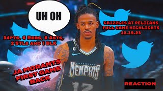 GRIZZLIES at PELICANS | FULL GAME HIGHLIGHTS |December 19, 2023 (REACTION)#nba #grizzlies #pelicans