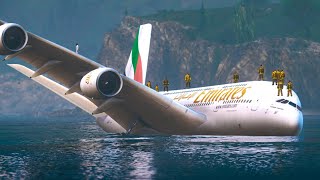 passenger airplane crash landing in water - Emergency team tries saving them GTA 5 movie