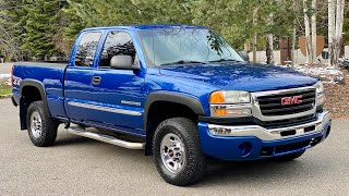 52k Mile 2003 GMC Sierra 2500HD 4x4 8.1 Liter Walk Around and Drive for Bring a Trailer