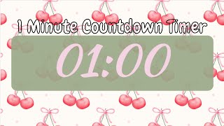 1 Minute Countdown Timer | Cherry Bow Aesthetic | No Sound ππβ¨