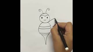 Honey Bee Drawing with number 8 | Very Easy Honey Bee Drawing #shorts #drawing