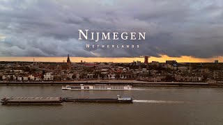 Nijmegen, The Waal River, Netherlands. Dji mini 3 pro