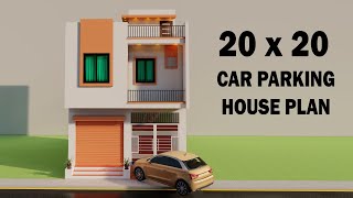 Shop with car parking house plan,3D dukan or makan ka naksha,20 by 20 2 bedroom house plan,3D shop