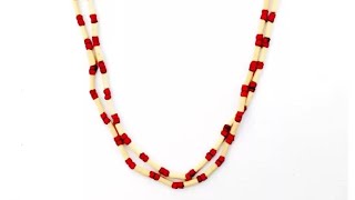 Tulsi Kanthi Mala/Tulasi Mala for Neck, 2 Round | Holy Basil Wood Necklace (Red)