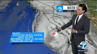 Hilary downgraded to Category 1 hurricane just off coast of Baja California