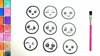 Kids step by step drawing emotions | How to draw a smiley faces | Easy drawing for kids | Emoji draw