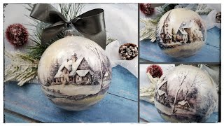 Classic decoupage 🎄  bauble with a winter view ...