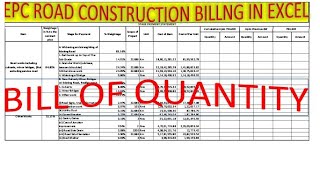 EPC Part-1 | How to prepare Bill of Quantity (BQQ) in Excel | How to prepare Bill for Roads Constr |