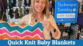 Quick Knit Baby Blanket Ideas + CDD Center Double Decrease Knitting Tutorial