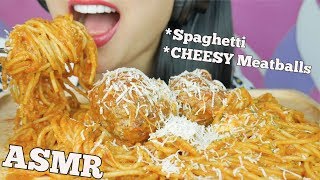 ASMR SPAGHETTI + MOZZARELLA CHEESE MEATBALLS (STICKY SQUISHY EATING SOUNDS) NO TALKING | SAS-ASMR