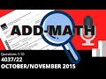 O-Level Add Math October November 2015 Paper 22 4037/22