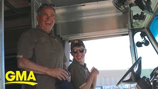 UPS driver retires by putting his biggest fan behind the wheel