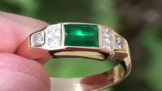 Columbian Emerald 1.28ct with Diamonds 18ct Gold Ring