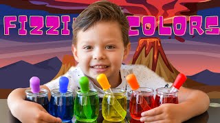 Kids Science - Making 100 Fizzy Volcano Experiments ! Learn Colours !
