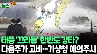 [뉴스쏙] 18호 태풍 '끄라톤' 북상…주 후반 제주 해상 진출 가능성｜세력 키우며 필리핀 해상 느린 속도로 북상 중｜가을 태풍 대비 필요/ 연합뉴스TV (YonhapnewsTV)