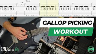 Gallop \u0026 Reverse Gallop Picking - Rhythm Metal Guitar Speed Workout