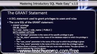 SQL Training - Structured Query Language Tutorial - The GRANT Statement Lesson