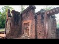 banteay srei temple constructed in the 10th century. detailed carvings feature here.