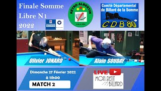 Match billard libre N1 - Finale de Somme partie Libre : Oliver JONARD vs Alain SOUDAY