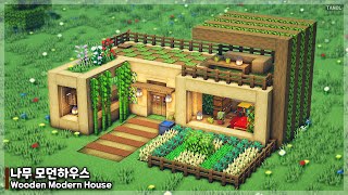 ⚒️ Minecraft : How To Build a Wooden Modern House | Survival House 🏡