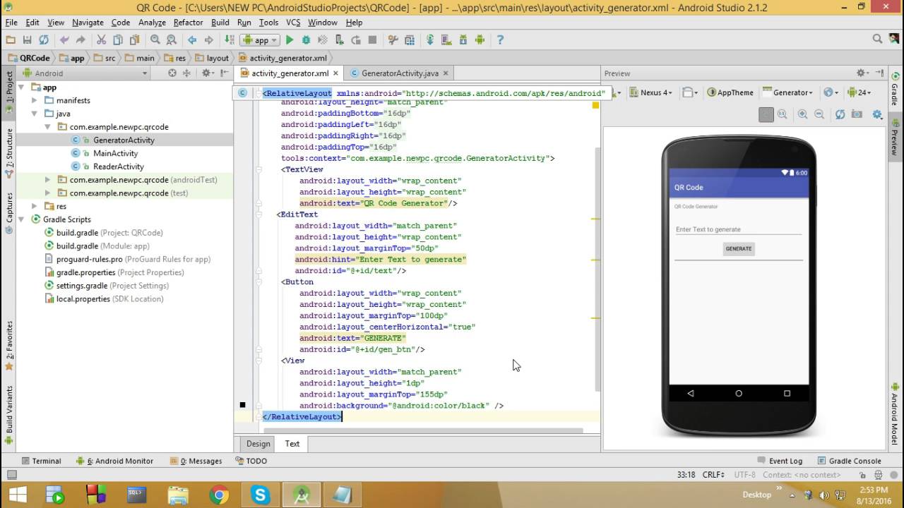 Android Generate Qr Code Using Zxing Library