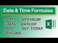 DATE & TIME FORMULA IN EXCEL, how to use date, today, now, edate, eomonth, year, days, datedif.