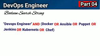 Part 04 | Devops Engineer Boolean Search String | How to make devops enginner Search String |