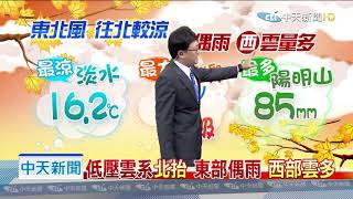 20191119中天新聞　【氣象】東北季風增強　清晨最涼淡水16.2度