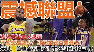 震撼聯盟！湖人大動作終於來了！不會交易威少！湖人活塞商討5換2重磅交易！唯一首輪都不要了！沃格爾強勢組王牌5大首發！陣容全面升級！冠軍誌在必得！#湖人#詹姆斯#威少#球家老司機