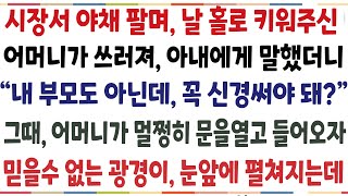 (반전신청사연)아버지와 사별후,시장서 야채팔며 날 키워주신 어머니가 쓰러져 아내에게 말했더니 \