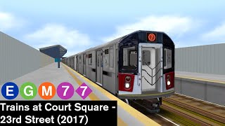 OpenBVE Virtual Railfanning: E, G, M, and 7 Trains at Court Square - 23rd Street (2017)