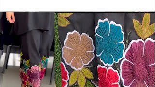 Most Viral Pakistani🌹 Dress Making| Flowers patches🌼 DesignTrousers,Daman and sleeves|Eid Dress 2025