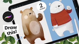 The Cutest Way To Draw A BEAR • Easy Step By Step Procreate Tutorial