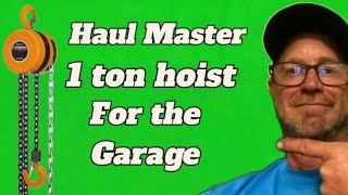 A new harbor freight haul master 1 ton hoist for the garage done the right way! #mowermaintenance
