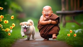 🥰 cute baby little monk viral video and subscribe my channel gyes like comment share and subscribe 😂