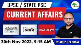 Current Affairs Today for UPSC | Daily Current Affairs In Hindi by Anup UpadhyaySir 30 November 2022