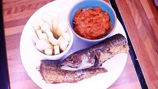 Fried Yam \u0026 Mackerel Fish With Tomato Sauce - Very Delicious And Easy Recipe