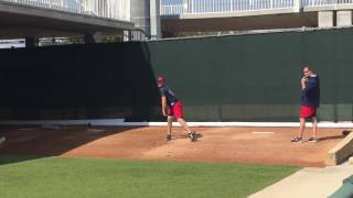 Minnesota Twins closer Glen Perkins throws 15 pitches during a light bullpen.