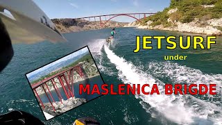 Jetsurfing under Maslenica bridge in Croatia - POV